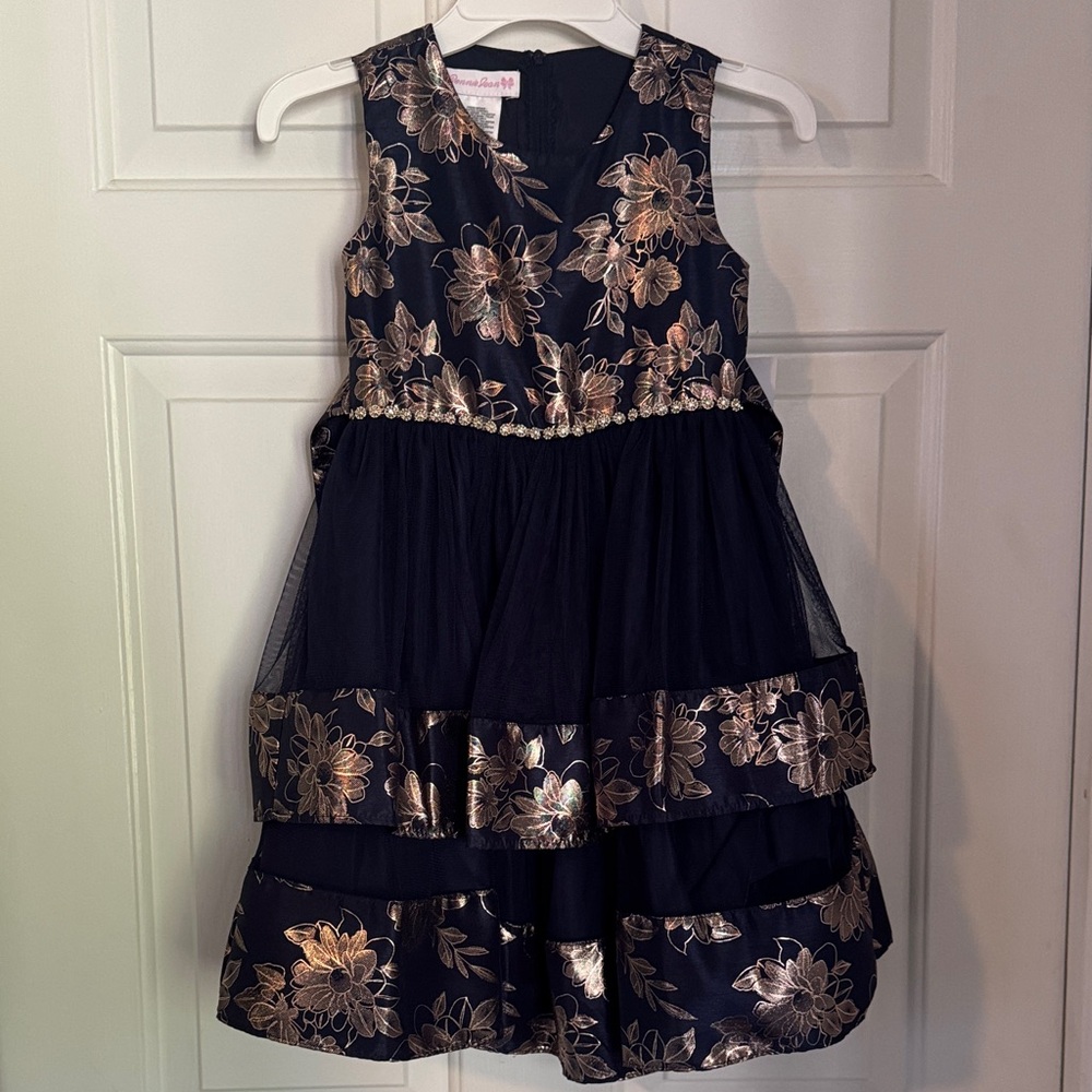 Bonnie Jean Navy and Gold Dress